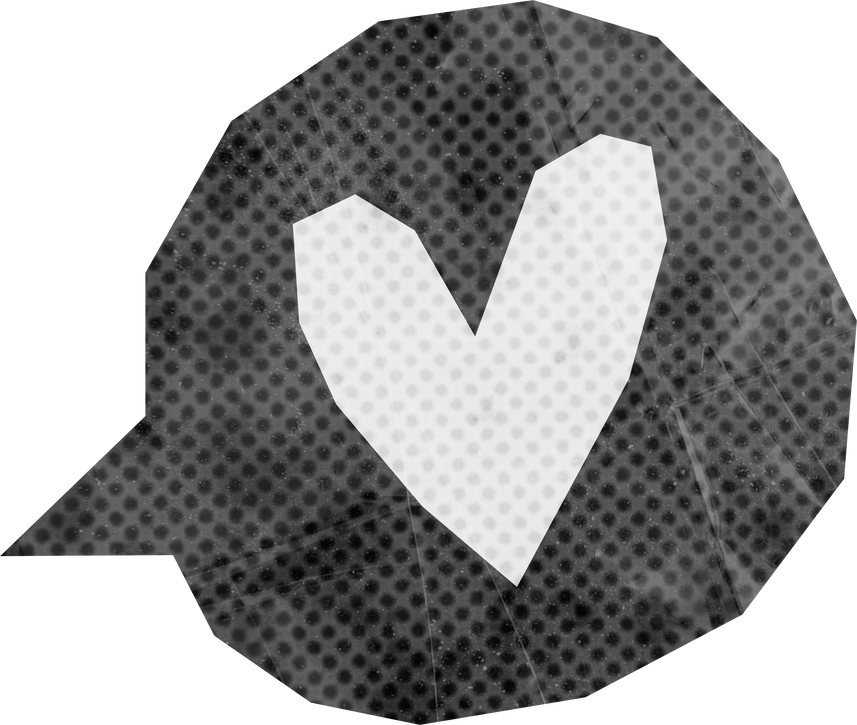 Retro Cutout Heart Speech Bubble